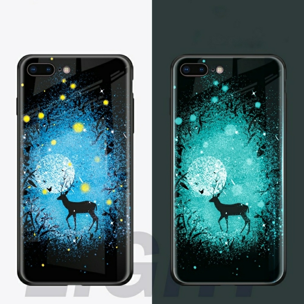 iPhoneXR/XS/X/7/8+ Luminous deer Glass Phone Case